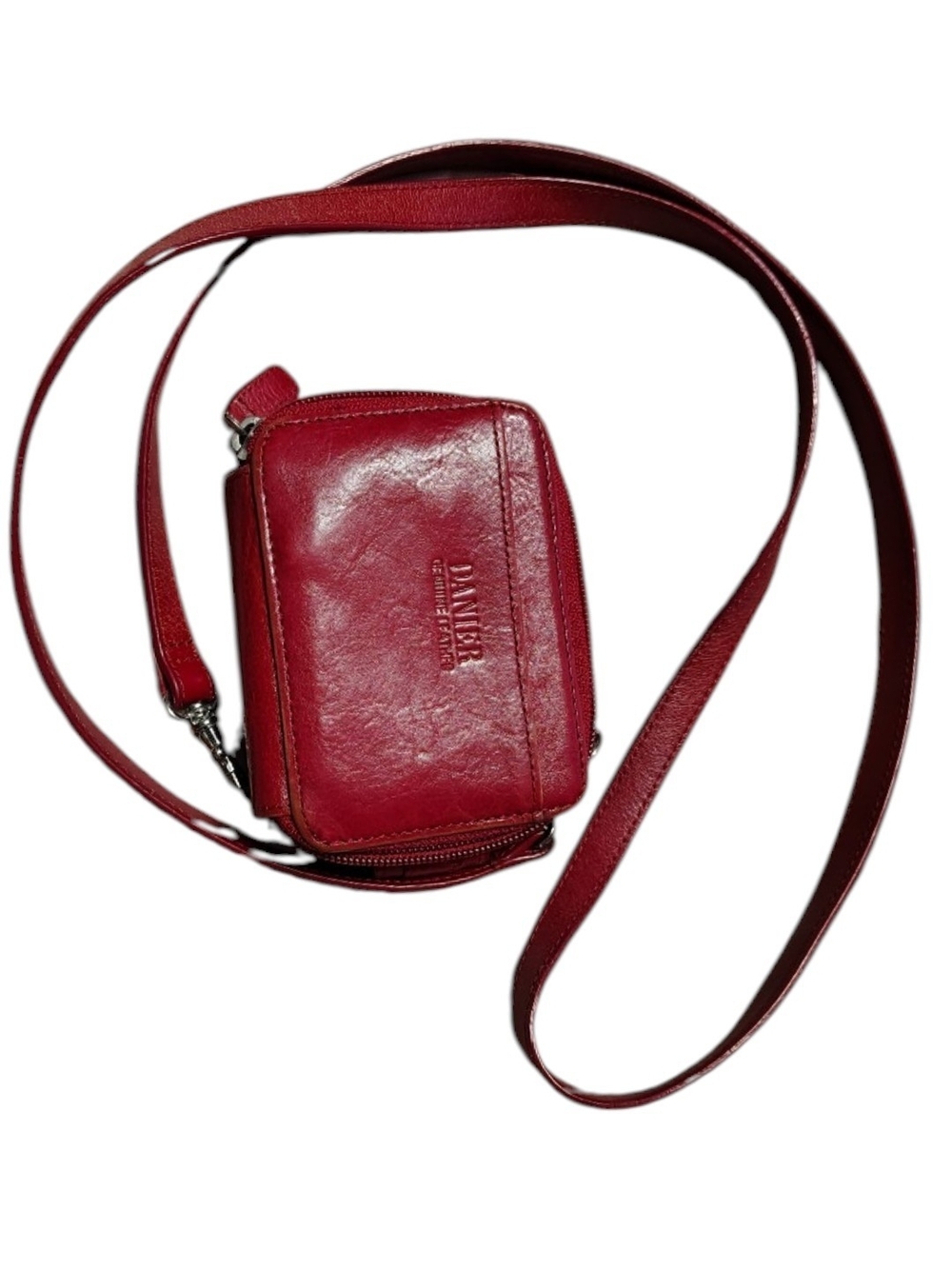 Danier Red Leather Crossbody Mini Wallet Bag